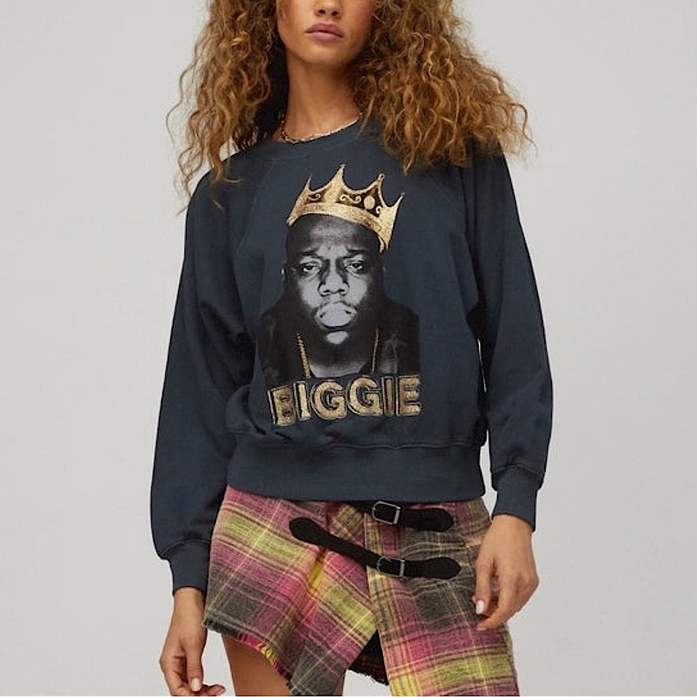 Daydreamer Biggie Gold Crown Raglan Crew Sweatshirt XS